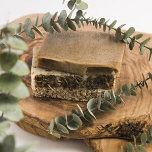 Natural exfoliant soap bar with textured surface